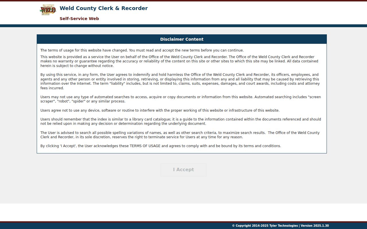 Weld County marriage records recorded documents self-service