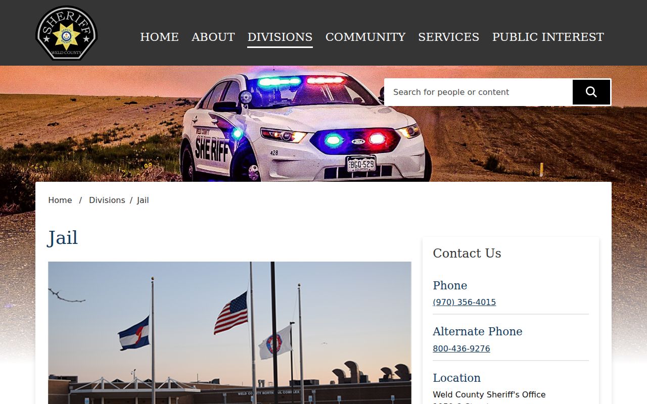 Weld County inmate records jail information page