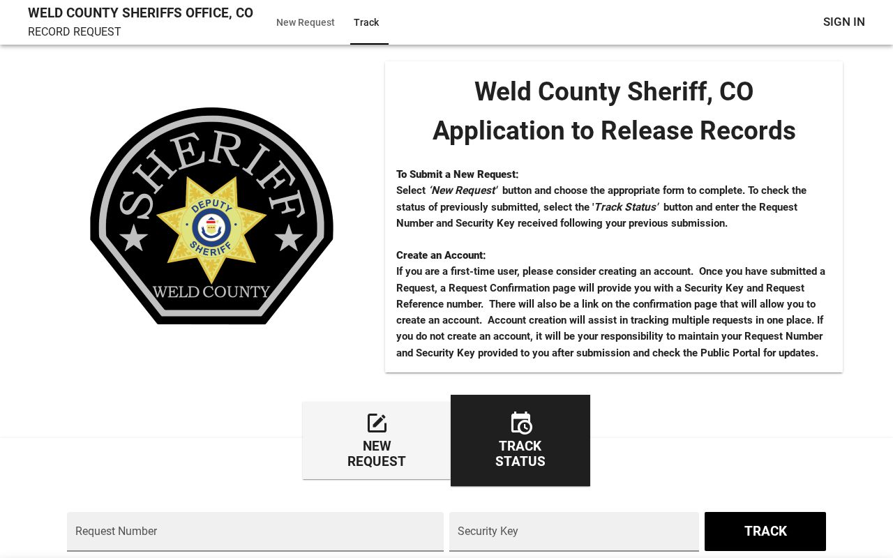 Weld County inmate records JustFOIA request portal