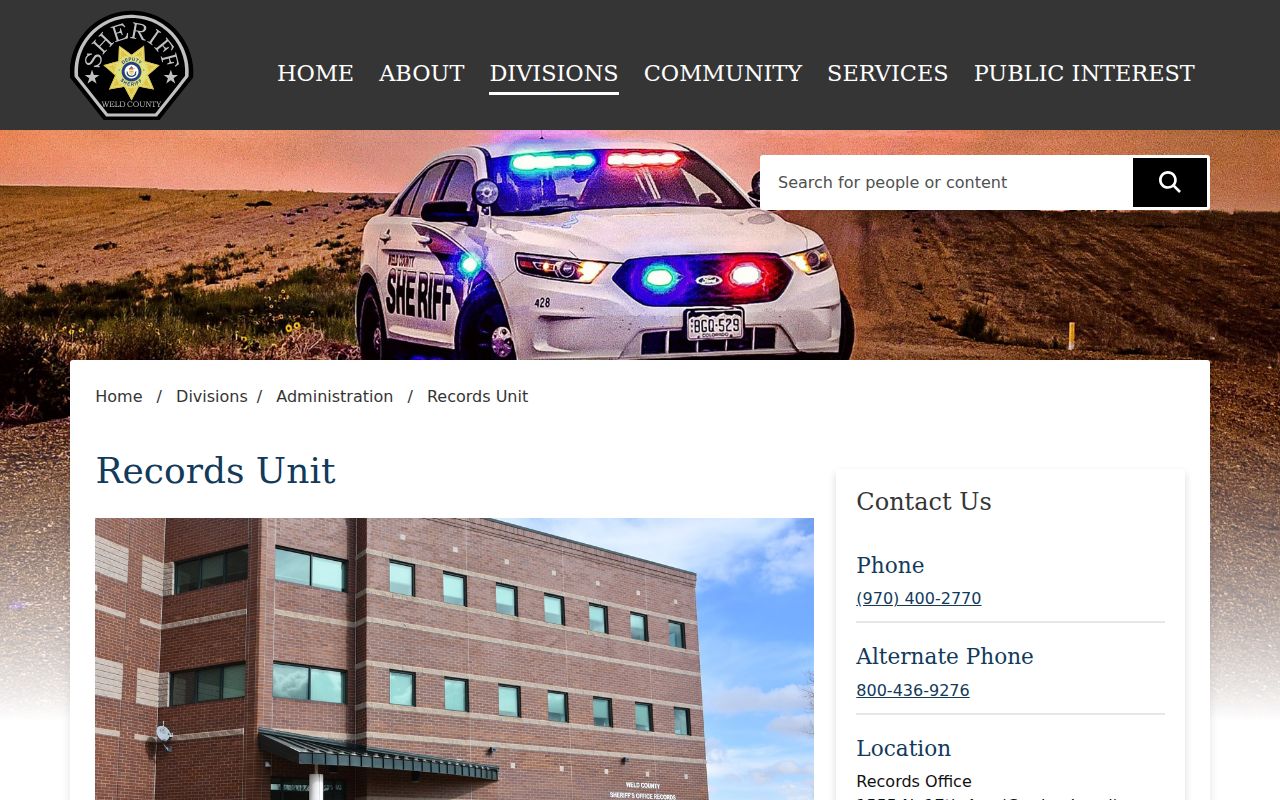 Weld County inmate records sheriff records unit