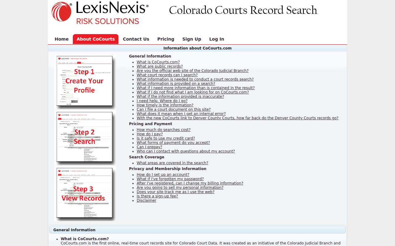 Weld County court records CoCourts about and FAQ page