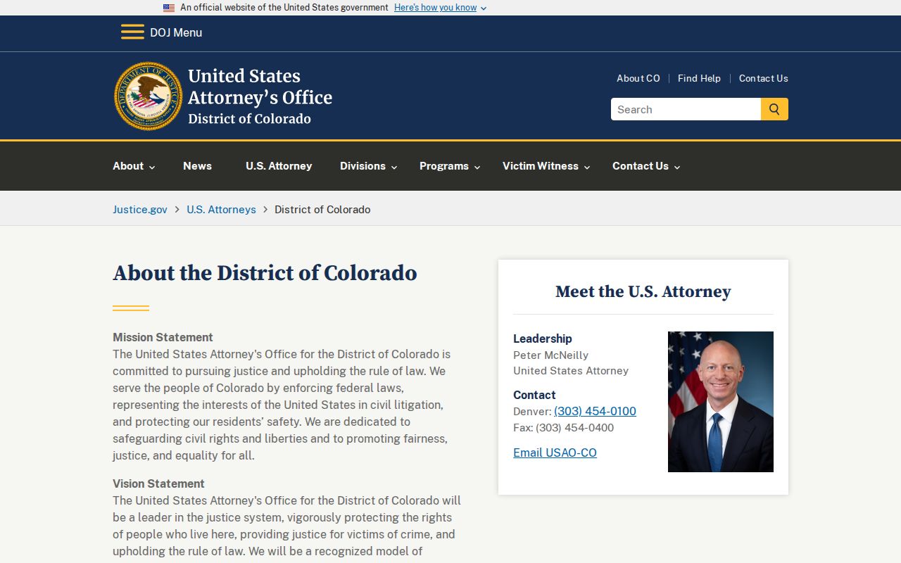 Weld County criminal court records U.S. Attorney Colorado