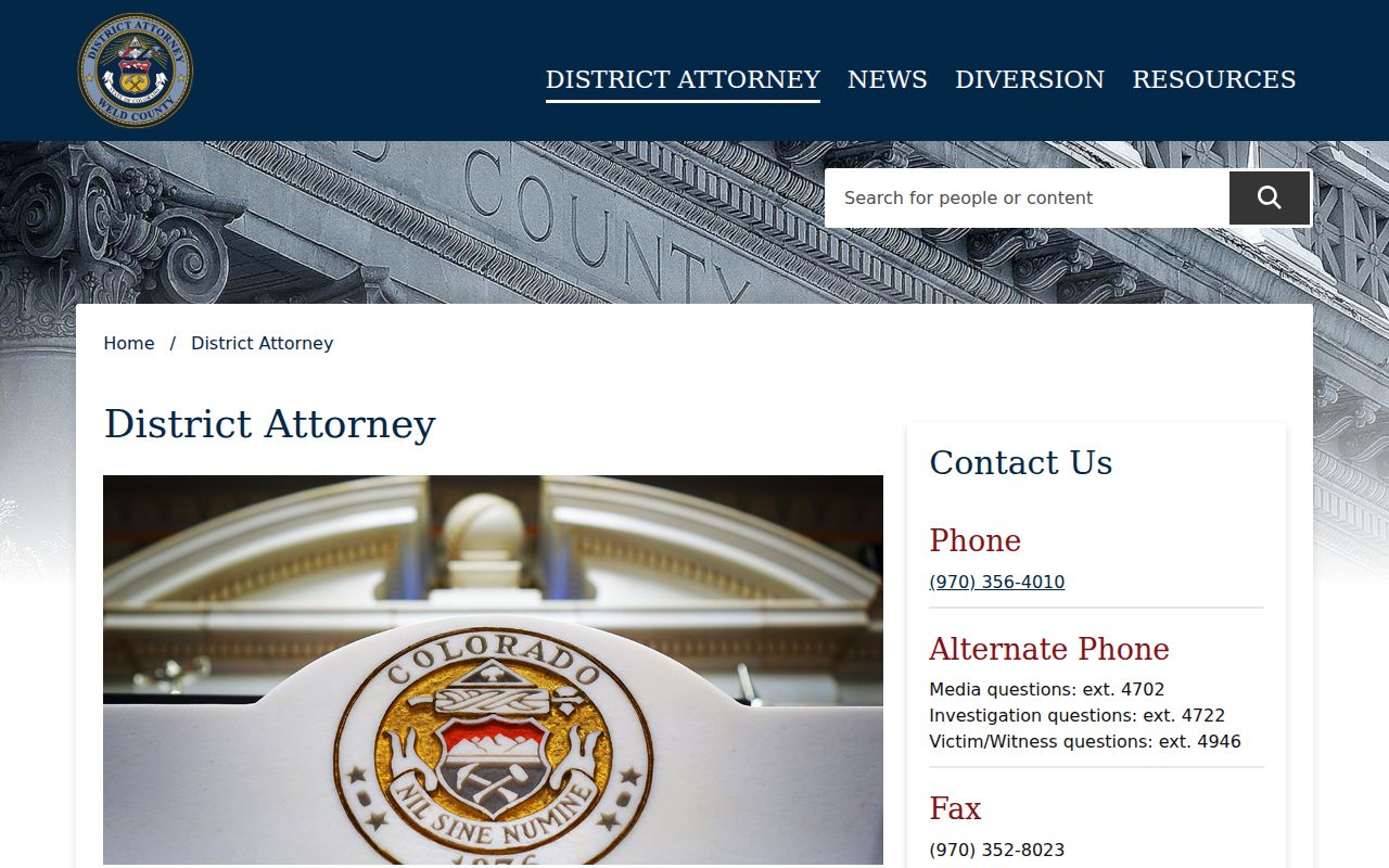 Weld County criminal court records District Attorney overview