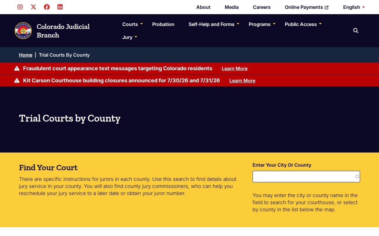 Weld County court records Colorado trial court structure
