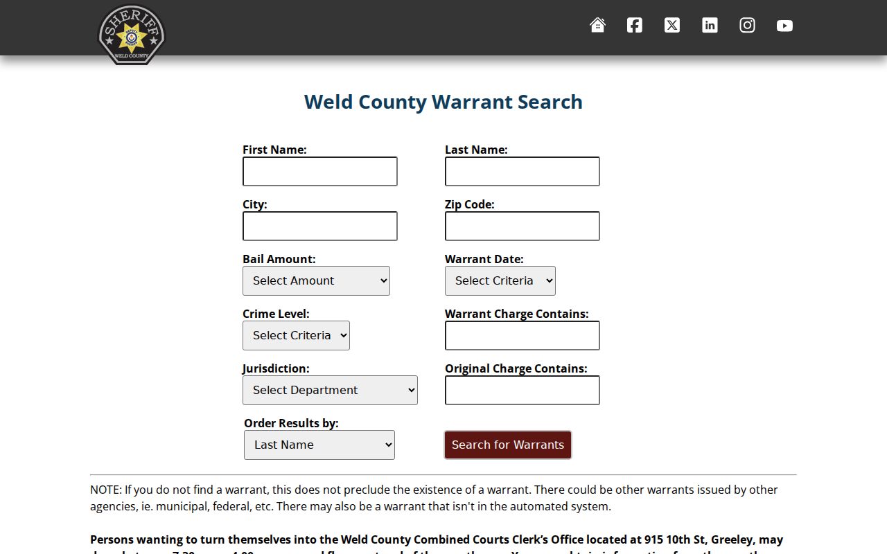 Weld County warrant search active warrant portal
